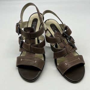 Va Bene Brown Leather Strappy Sandals with Double Buckle's UK size 4/ US 6